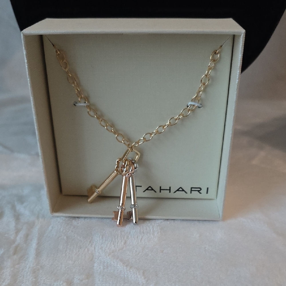 Tahari‎ Gold and Silver Key Charm Necklace